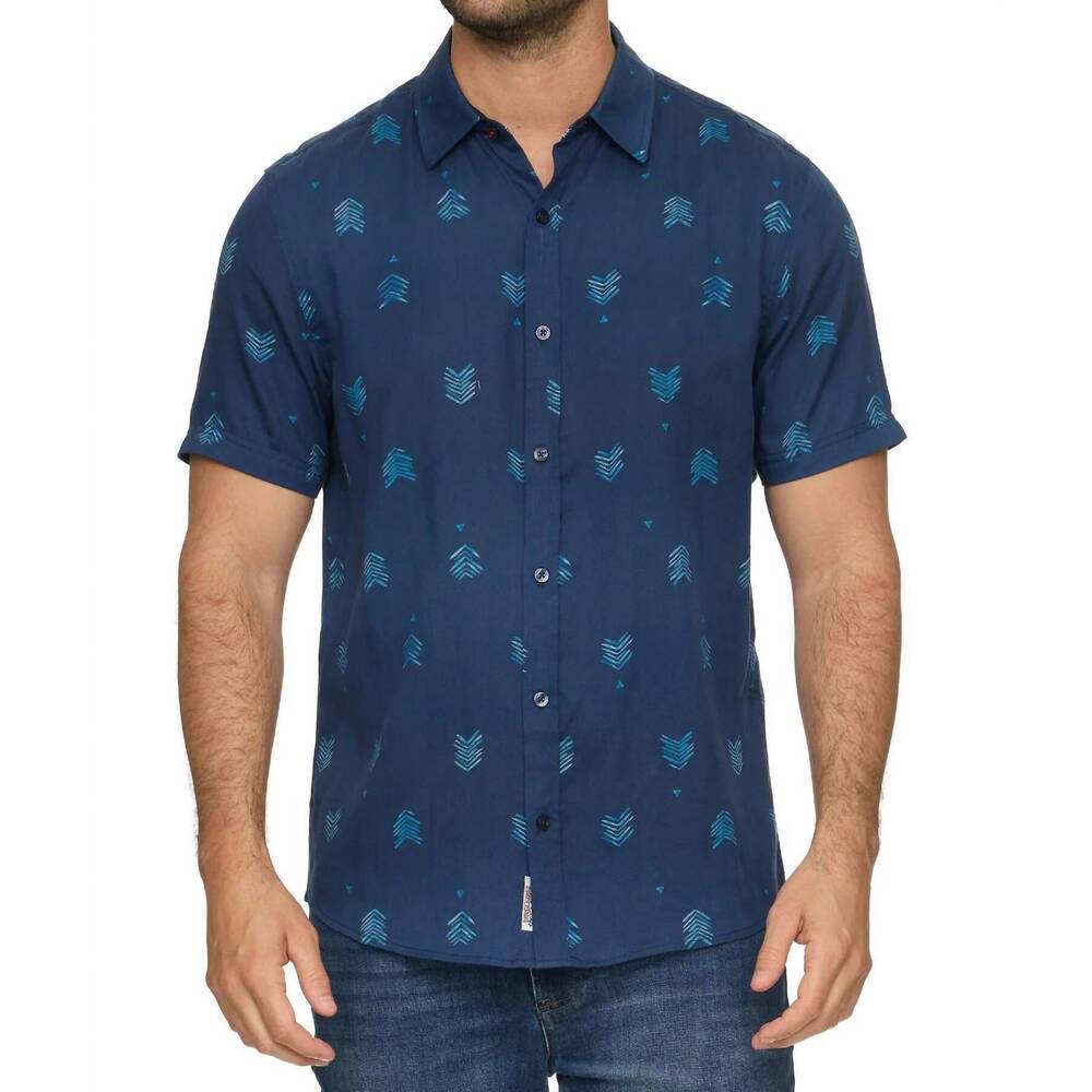 NEW FLAGS & ANTHEM dryer button down shirt in navy
